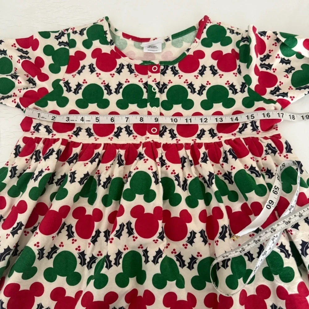 Hanna Andersson Christmas Holiday Red Green Mickey Mouse Nightgown size 14/16